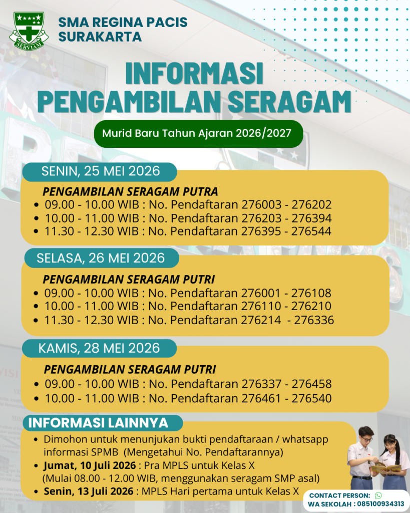 INFORMASI PENGAMBILAN SERAGAM MURID BARU 2026/2027